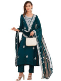 Gosriki Women'S Rayon Blend Embroidered Straight Kurta With Pant & Dupatta (Heena Kerocin-Gs_Xl_Dark Blue_X-Large),Dark Blue,,B0DCKBYB7W