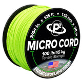 Paracord Planet Micro Paracord - Thin Braided Cord for Crafting, Fishing, and DIY Projects in 125 ft Spools - Neon Green