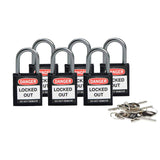 Brady Compact Safety Lock Black, Keyed Differently (6 Locks) 118934,1 2/5 H x 1 1/5 W x 5/8 D