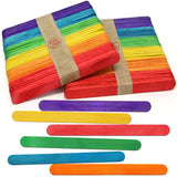 CraftySticks- 100 Pack 4.5 Inch Multi Color Rainbow Popsicle Sticks, Wood Craft Sticks for Crafts, Learning and STEM Basics