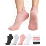 Proberos 4 Pair Women Yoga Socks, AntiSlip Silicone, Dots Sole Design, Ankle Socks, Breathable & Moisture Wicking, Sport Socks