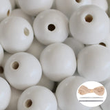 100 Pieces White Wood Beads with 5mm Hole, Round Loose Beads Polish Spacer Beads Bulk with 10m Jute Twine for Farmhouse Beaded N