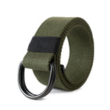 Aocasdiy Military Style Canvas Belt For Men | Black Double DRing Buckle Tactical Web Belt Army Green