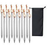Keovoker 12 Pack Tent Stakes, 7-inch Ultralight Aluminum Ground Pegs with Reflective Pull Ropes, Tri-Beam Stake in a Carrying Ba