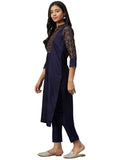 Ziyaa Women'S Art Silk Salwar Suit Set (Zikups3139Andpa- Navy Blue_3Xl)