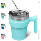 BJPKPK Tumbler With Handle 10 oz Stainless Steel Tumbler With Lid And Straw Insulated Coffee Cups,Turquoise
