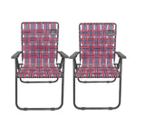 MOUNTAIN SUMMIT GEAR Retro Webbed Camping Chair - Lightweight, Foldable, Durable Steel Frame, 300lb Capacity, Vintage Red/Blue S