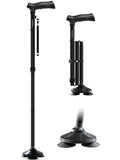 HONEYBULL Walking Cane for Men & Women - Foldable, Adjustable, Collapsible, Free Standing Cane, Pivot Tip, Heavy Duty | Walking