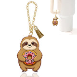 Ldntly Sloth Donut Stanley Cup Accessories,Stanley Charms for Handle Water Bottle Charms Tumbler Keychain Sloth Gifts for Women