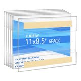 Ludery Acrylic Sign Holder 8.5 x 11 Inches Horizontal,Clear Plastic Wall Wall Frame Poster Paper Holder with Double Sided Tape f