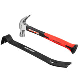 MAXPOWER 20oz Claw Hammer and 15-Inch Flat Pry Bar Set