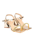 Shoetopia Women & Girls Glamorous Wide Fit Block Heeled Sandal/Heel-1229/Golden/Uk8-Eu41,Golden,8,B0BQF532J1