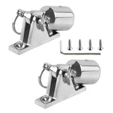 CWaveRow Bimini Top Hardware, Deck Hinge with Quick Release Pin & Eye End Cap, 316 Stainless Steel, Fits 7/8 OD Round Tubing (Se