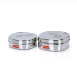 Sumeet Stainless Steel Designer Square Storage Containers Box/Dabba For Kitchen, Set Of 2Pcs, 350Ml & 600Ml, 12Cm & 13.5Cm Dia,