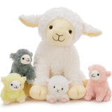 Muiteiur 5Pcs Lamb Stuffed Animals, Soft 13.8 Sheep Stuffed Animals Set for Kids, Cute Sheep Plush with 4 Baby Lamb Toys, Gift f