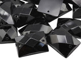 Allstarco 25x18mm Jet Black CH37 Flat Back Rectangle Sew On Beads for Crafts Plastic Acrylic Rhinestones with Holes for Sewing,