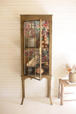 Kalalou Cll2645 Gold Metal And Glass Cabinet With Colorful Print Back