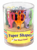 Hygloss Armada Paper Shapers 12 Decorative Scissors with Oak Stand, Original Set, Assorted