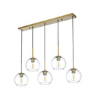 Living District Baxter 5-Light & Glass Metal Pendant In Chrome/Clear