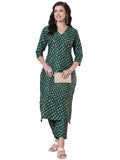 Anni Designer Women'S Rayon Viscose Straight Bandhani Printed Kurta With Pant (Prantika Green-Vks01_M_Green_Medium),Green,M,,,