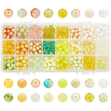 PH PandaHall 720pcs 8mm Yellow Glass Beads 24 Color Bracelet Beads Crystal Bead Baking Painted Glass Loose Bead for Fall Friends
