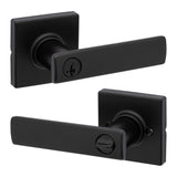 Kwikset Breton Entry Door Handle with Lock and Key, Secure Keyed Reversible Lever Exterior, For Front Entrance and Bedrooms, Mat