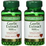 Natures Bounty Garlic Extract 1000 mg Softgels for Cardiovascular Support,100 ea (Pack of 2)
