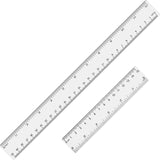 EBOOT 2 Pieces Plastic Ruler Straight Ruler Plastic Measuring Tool 12 Inches and 6 Inches (Clear)