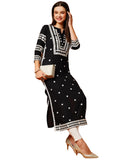Gosriki Women'S Cotton Blend Straight Chikankari Embroidered Kurta (Stho-Black-Grt-Gs_Xl_Black_X-Large),Black,,B0CBPR32WL