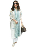 Anni Designer Women'S Rayon Viscose Printed Straight Kurta With Pant & Dupatta (Verdant Cream_Xxl_Cream_Xx-Large),Cream,2XL