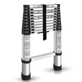 findmall 10.5FT / 3.2M Aluminum Telescopic Ladder Folding Step Inward Sliding Retraction Extension Multi-Use Non-Slip Collapsibl
