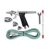 ECOMISTIQ Interchangeable Nozzles Spray Airbrush Metal Nozzle Airbrush Kit Storage Case Spray Cleaning Kit Braided Hose, Blue
