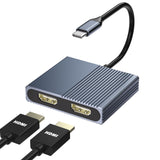 USB C to Dual HDMI Splitter for Dual Monitors Extended Display, SST/MST Hub