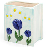 Busnos Book Vase Tulip Pencil Cup Pen Holder For Office Desk Decorative Books Blue Flower Vase Cute Toothbrush Holders Home Deco
