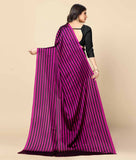 Rangita Women Striped Georgette Saree With Blouse Piece - Purple (Size 5.5 Mtr)