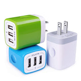 USB Plug-in Wall Charger, Charging Block, 3Pack Ailkin 3.1A Fast Charge 3-Port Power Adapter Cube Box Brick Base Compatible with