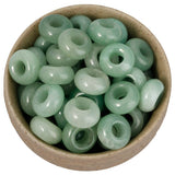 Nupuyai Pack of 30 Large Hole Stone Loose Beads for Jewelry Making, Polished Rondelle European Beads fit Charms Bracelet, Green