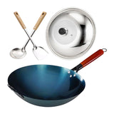 TRENDIVIBE Wok Pan Comfortable Wooden Handle Stir Fry Pan for Cooking Kitchen Household Pot Diameter 30cm