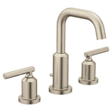 Moen Gibson Brushed Nickel TwoHandle High Arc Widespread Bathroom Sink Faucet for 3Hole Setups with Valve Included, TV6142BN