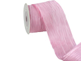 Pink Wrinkled Wired Satin Ribbons 2inch 10 Yards Wide Silk-Like Crinkled Woven Ribbons Gift Wrapping Pleated Trim Ribbon for Cra