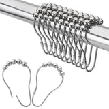 Lacuesta 12 Pcs Curtain Rings Metal Shower Curtain Hooks, Shower Curtain Rings Rust Proof Stainless Steel Shower Rings for Curta