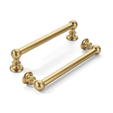 khtumeware 2 Pack 5 inch(128mm) Hole Center Brushed Brass Cabinet Pulls Solid Heavy-Duty Warm Brass Kitchen Cabinet Hardware for