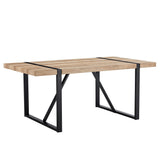 MUUOKY 71 ' ' Kitchen Table,Dinner Table for 6-8, Kitchen & Dining Room Tables,Wood Dining Table with Metal Legs for Living Room