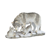Stealstreet Fba_Ss-G-54274 Ss-G-54274 Wolf Playing With Pups Figurines, White,Grey