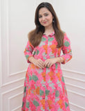 Leriya Fashion Ethnic Co Ord Set For Women Kurta Set For Women | 2 Piece Kurta Set | Kurta With Pant For Women (X-Large, Pink) L