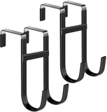 Mars-Rock Over the Door Twin Metal Hooks with Plastic Coating 5.5 Fit 0.5 to 1 3/8 Door 2 Sets Heavy Duty Towel Robe Rack Wreath