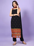 Wedani Black Georgette Embroidered Kurta Set For Women,BLACK,L,,,