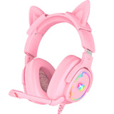 Jimonyer Gaming Headset with Detachable Cat Ears for PC/PS4/PS5, Stereo Surround Sound Gaming Headphones with Noise Canceling Fl