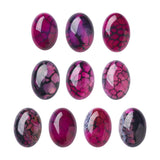 FASHEWELRY 20Pcs Natural Oval Gemstones Cabochon Flatback Semi-Precious Stone Beads Dragon Veins Agate Dome Cover Cab No Hole fo