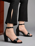 Shoetopia Stylish Ankle Strap Black Block Heeled Sandals For Women & Girls /Uk4,Black,4,B0CBMR8M7N